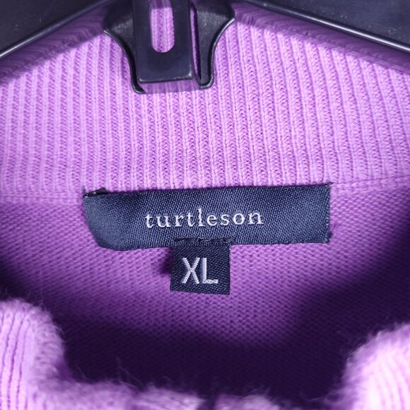 Turtleson Sweater Mens XL Purple 1/4 Zip Pima Cotton - Picture 9 of 11
